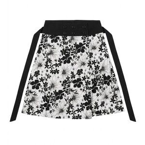 Black & White Floral A-Line Skirt - Size large
